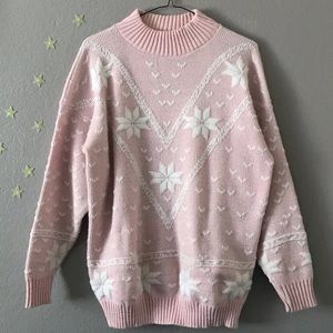 Pink and white knit sweater